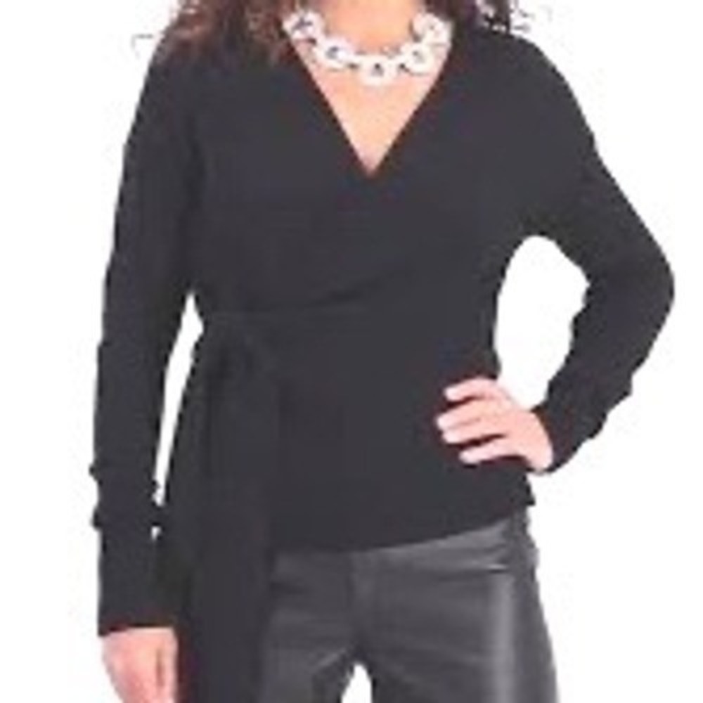 NWT INC International Concepts Black Wrap Ballet Sweater Side Tie Size Medium